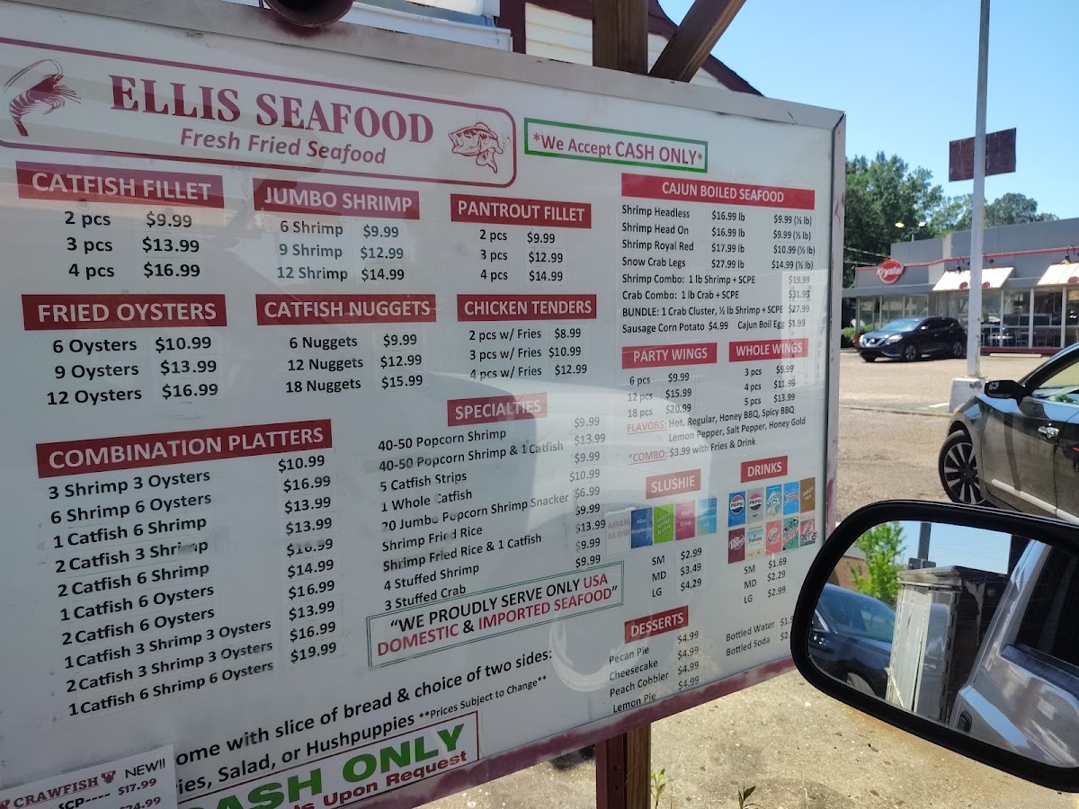 Ellis Seafood menu board