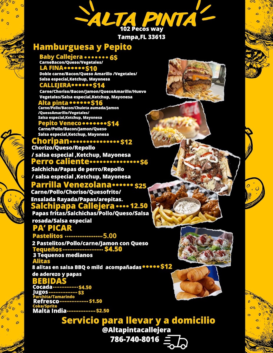 Alta Pinta Callejera menu board
