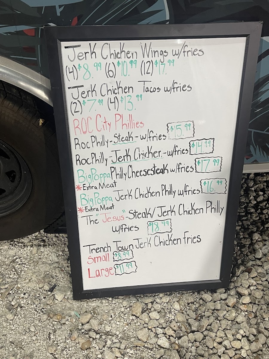 Big Poppa Jerk menu board