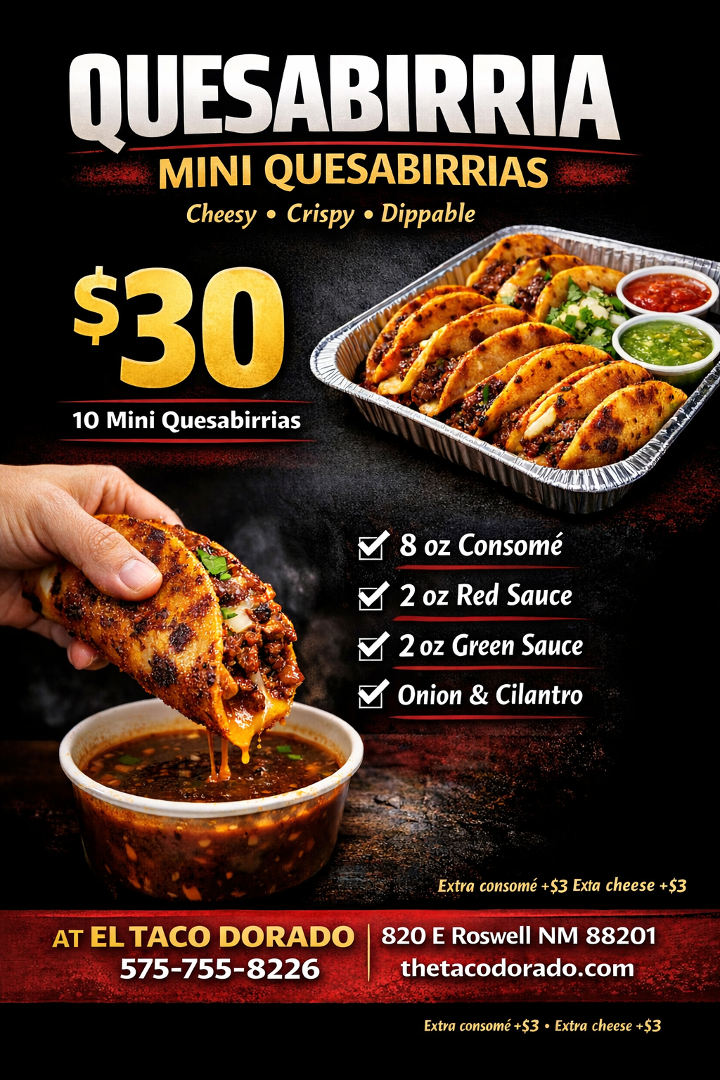 El Taco Dorado menu board