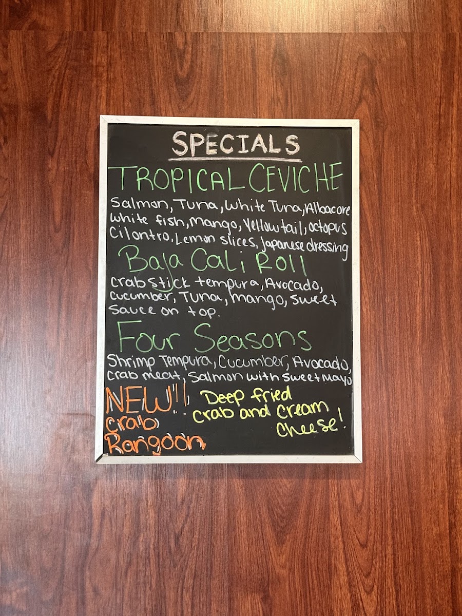 Crazy Fish menu board