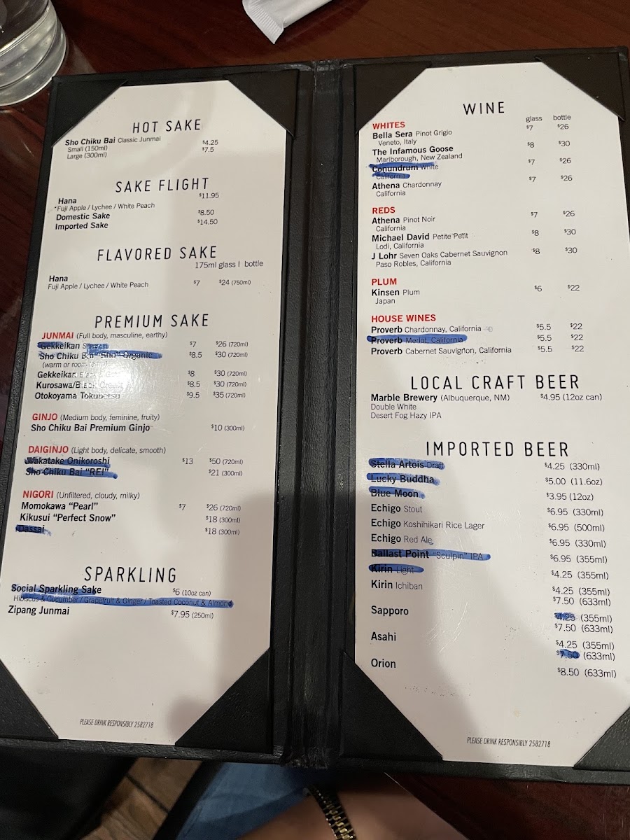 Crazy Fish menu board