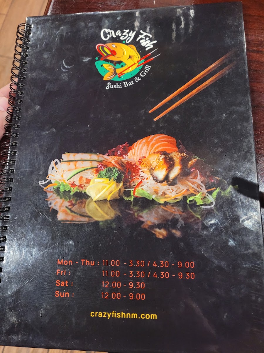 Crazy Fish menu board