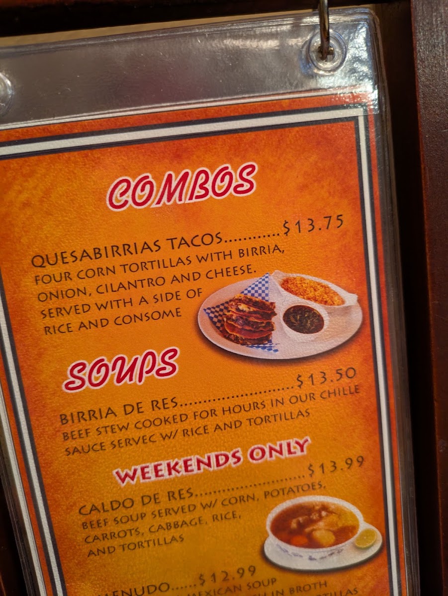 El Rancho Grande menu board