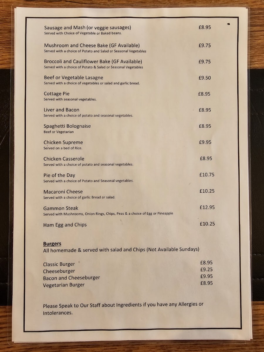 Chapter Two menu board