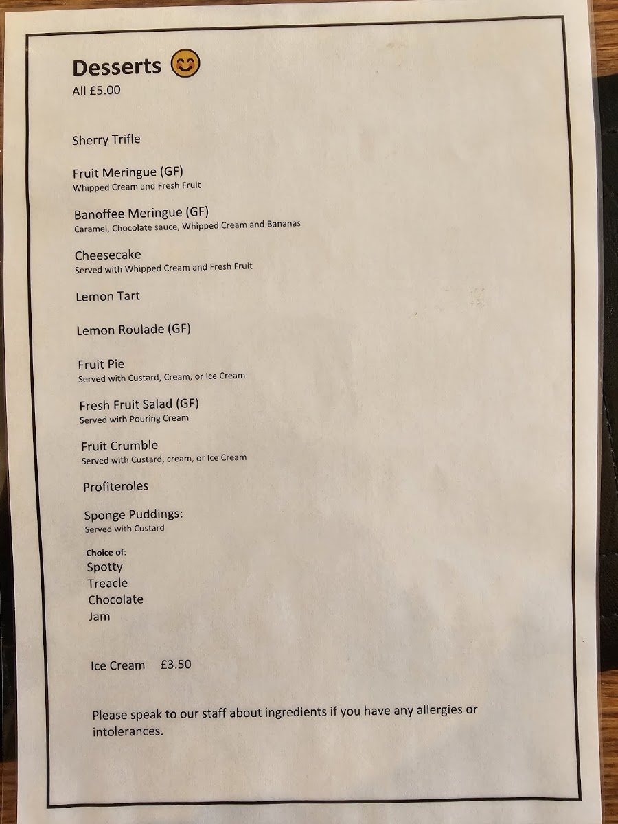 Chapter Two menu board