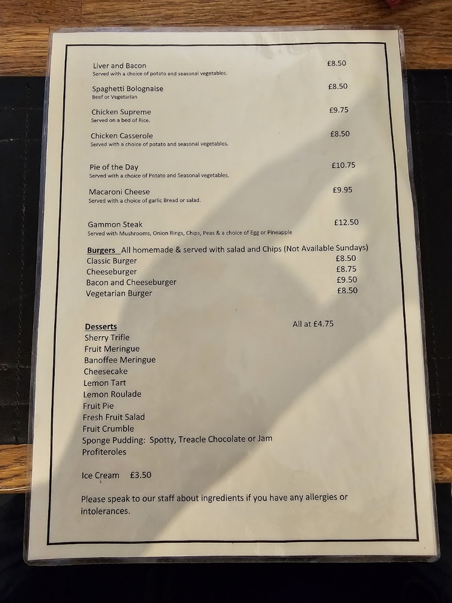 Chapter Two menu board