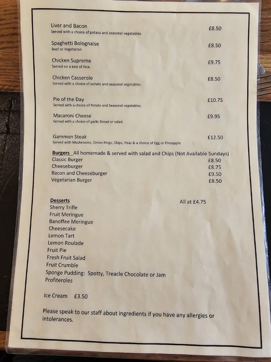 Chapter Two menu board