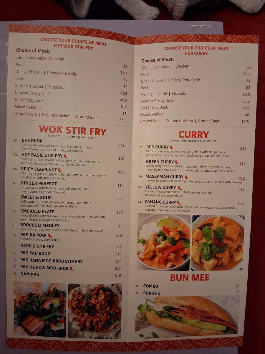 Lao Thai Kitchen menu board