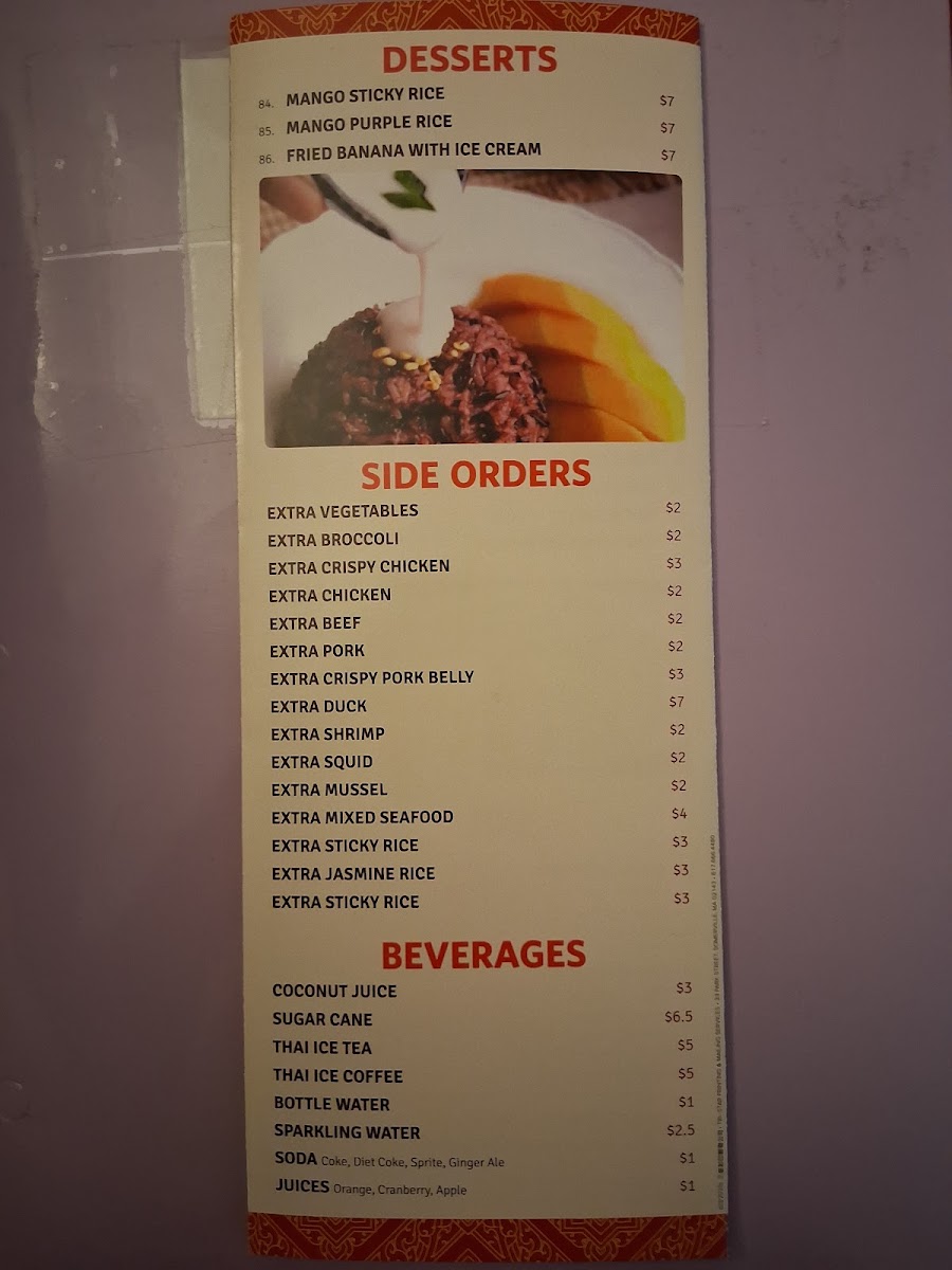 Lao Thai Kitchen menu board