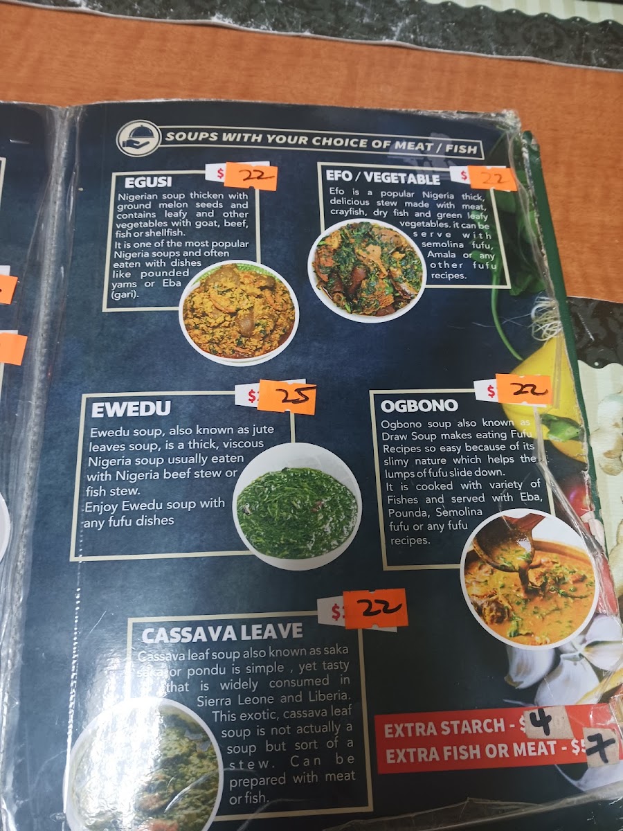 Toyin's Restaurant menu board