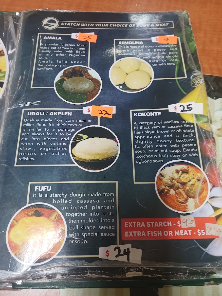 Toyin's Restaurant menu board