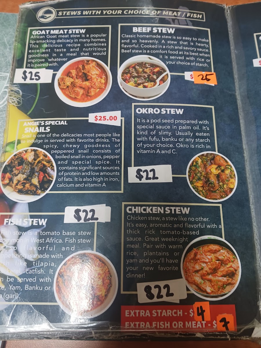 Toyin's Restaurant menu board