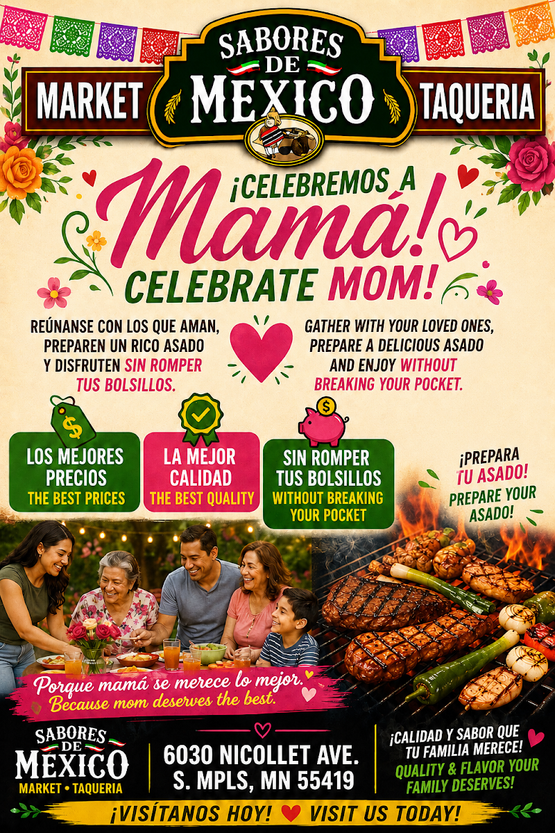 Sabores De Mexico menu board