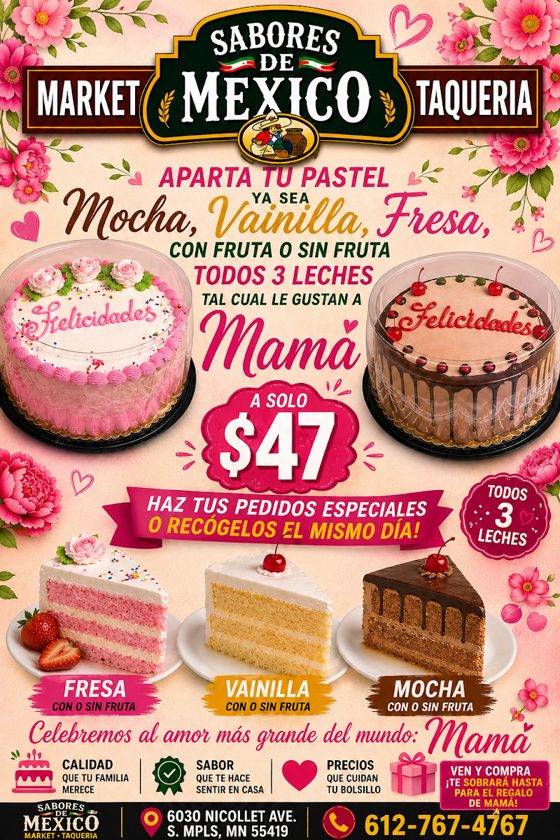 Sabores De Mexico menu board