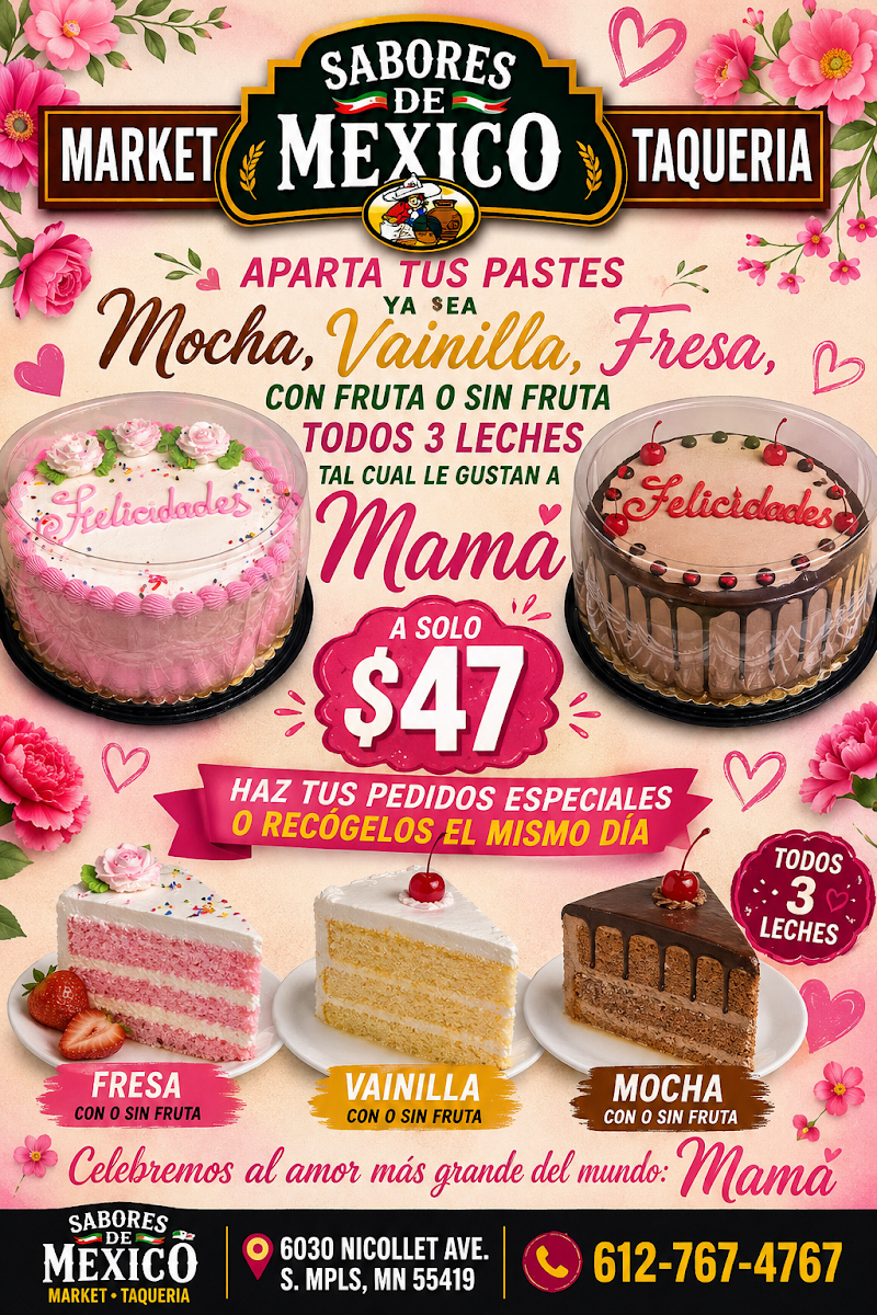 Sabores De Mexico menu board