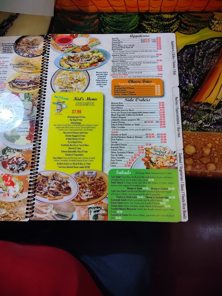 Fiesta Cancun menu board
