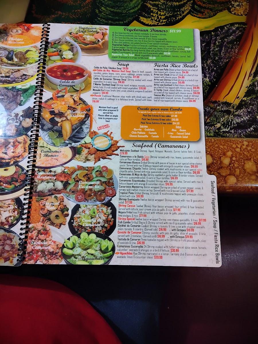 Fiesta Cancun menu board