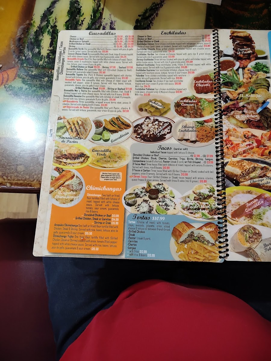 Fiesta Cancun menu board
