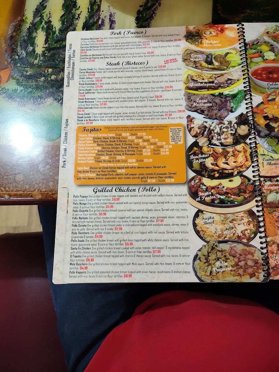 Fiesta Cancun menu board