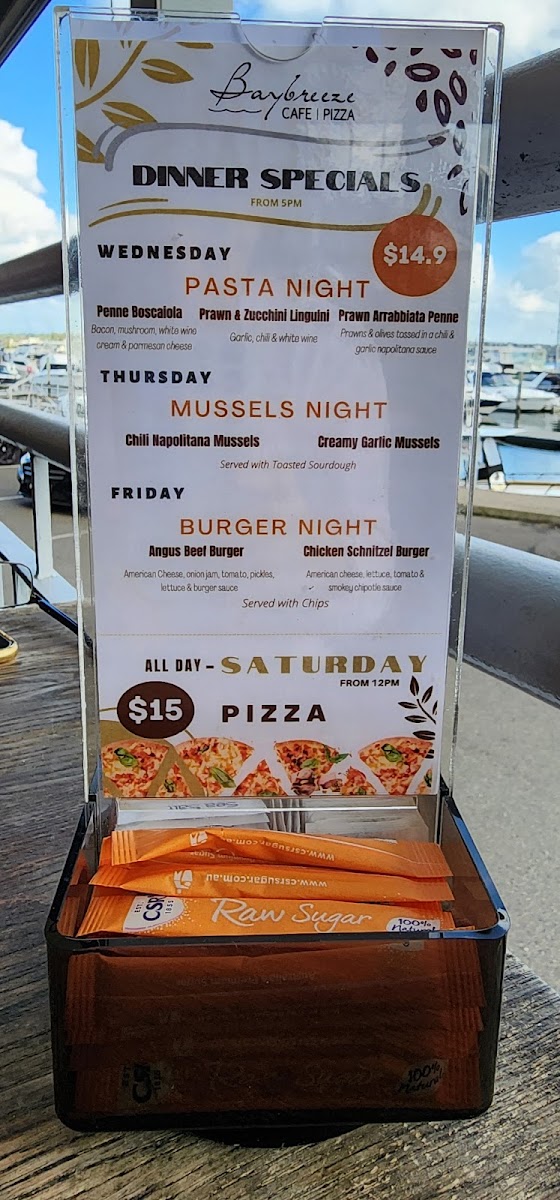 Baybreeze Cafe menu board