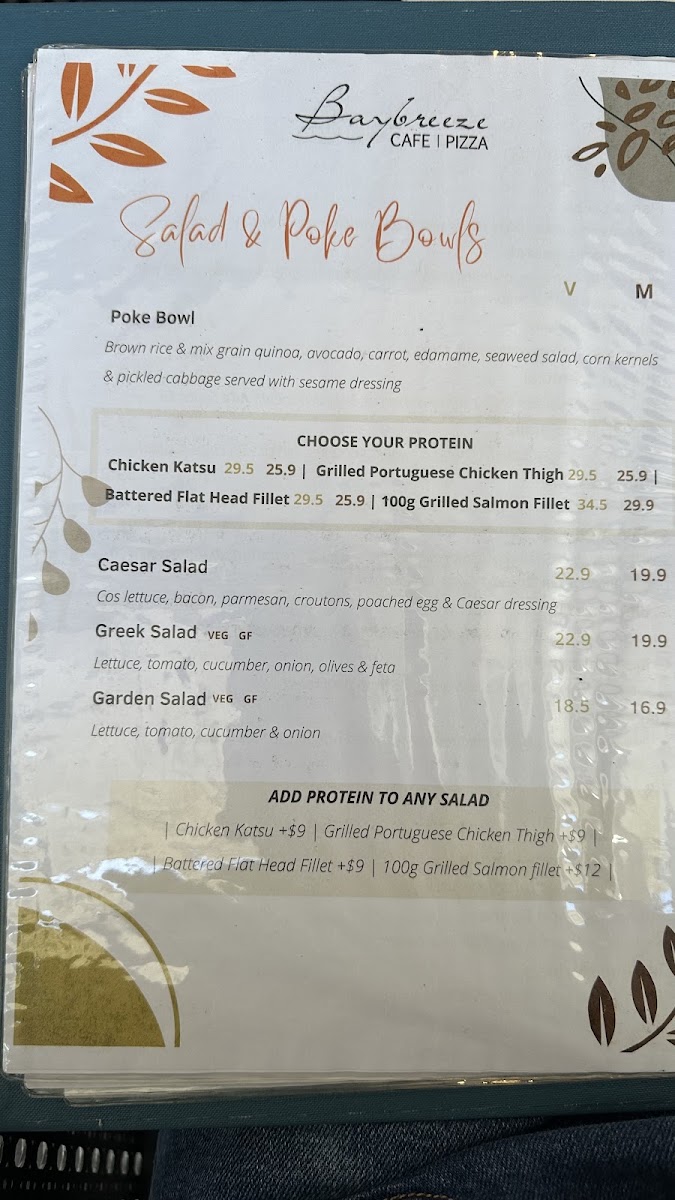 Baybreeze Cafe menu board