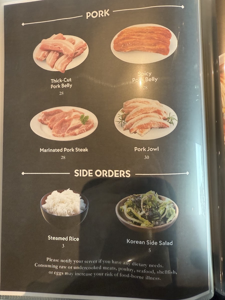 Han Korean BBQ menu board