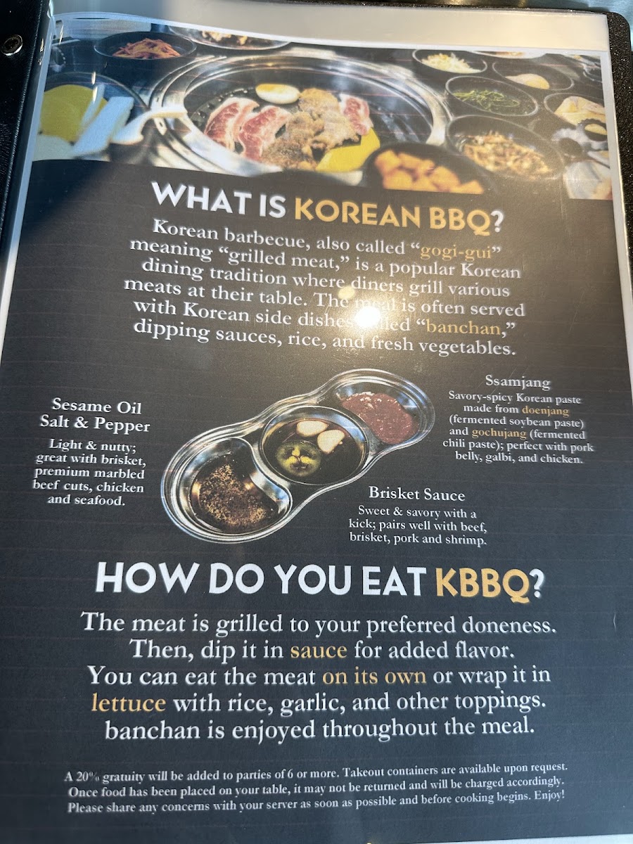 Han Korean BBQ menu board