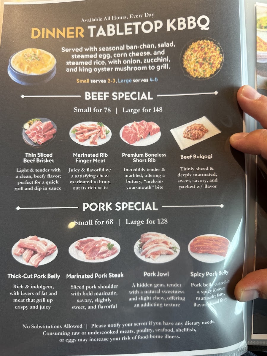 Han Korean BBQ menu board