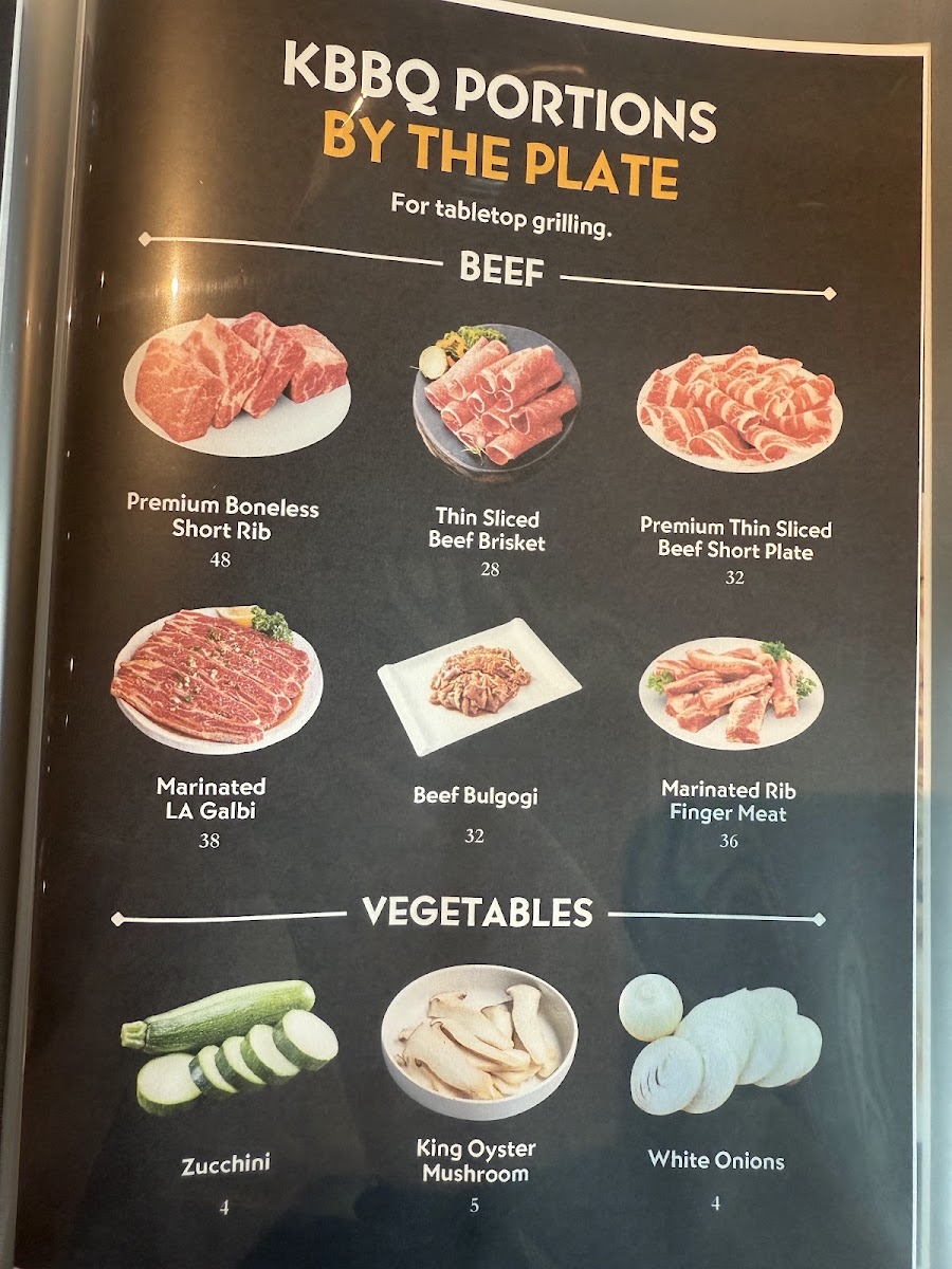 Han Korean BBQ menu board