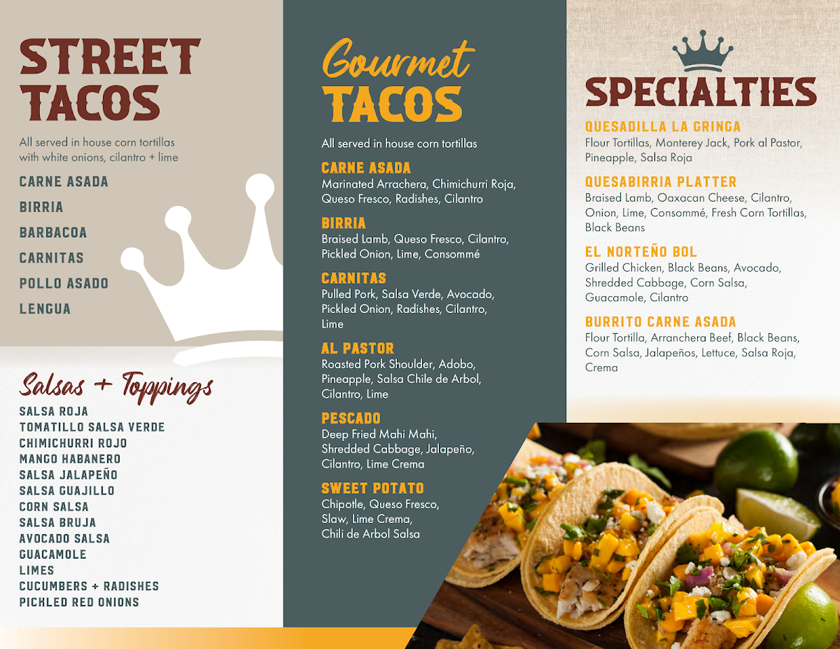 El Taco Real menu board