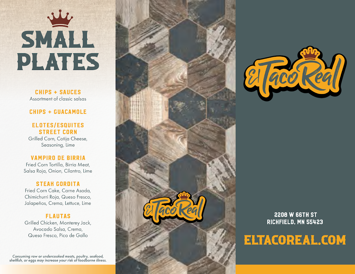 El Taco Real menu board