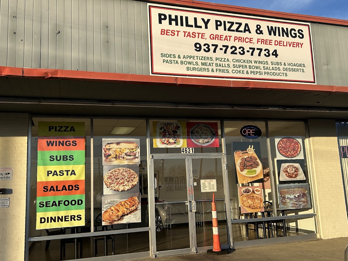 Philly Pizza menu board