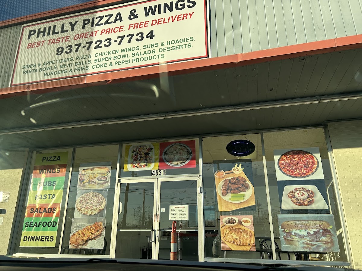 Philly Pizza menu board