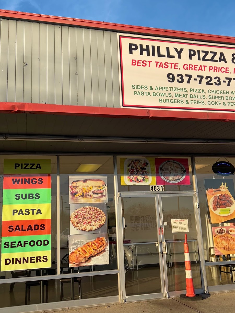 Philly Pizza menu board