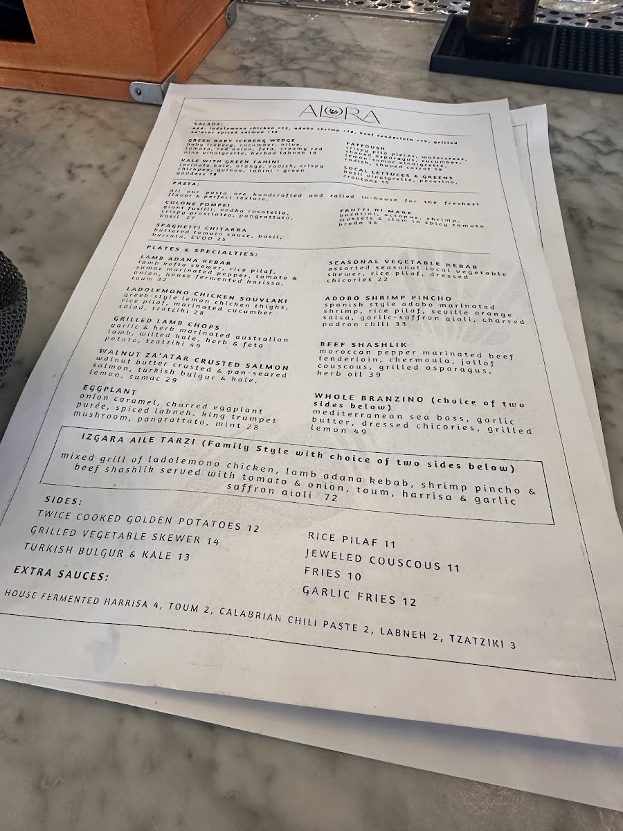 Alora menu board