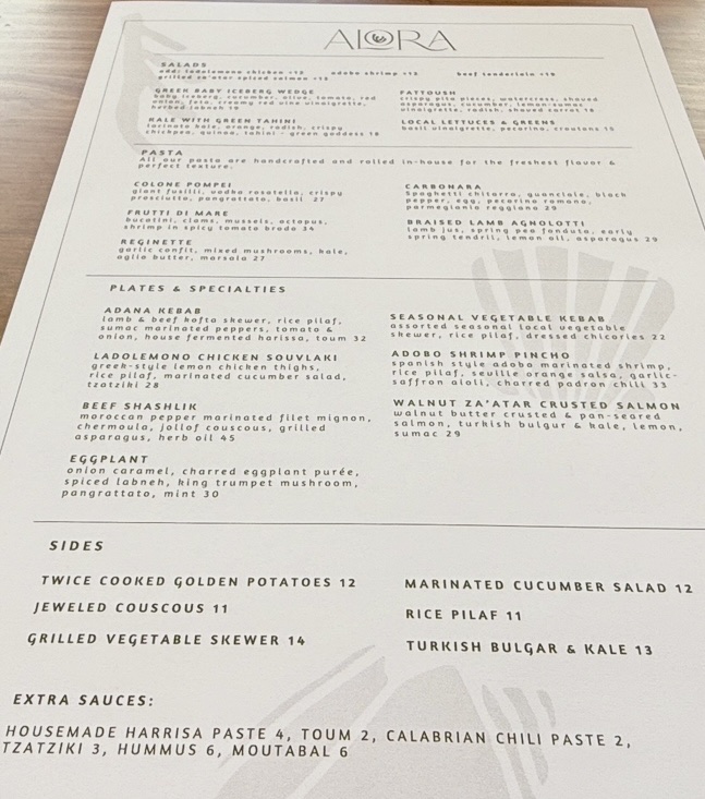 Alora menu board