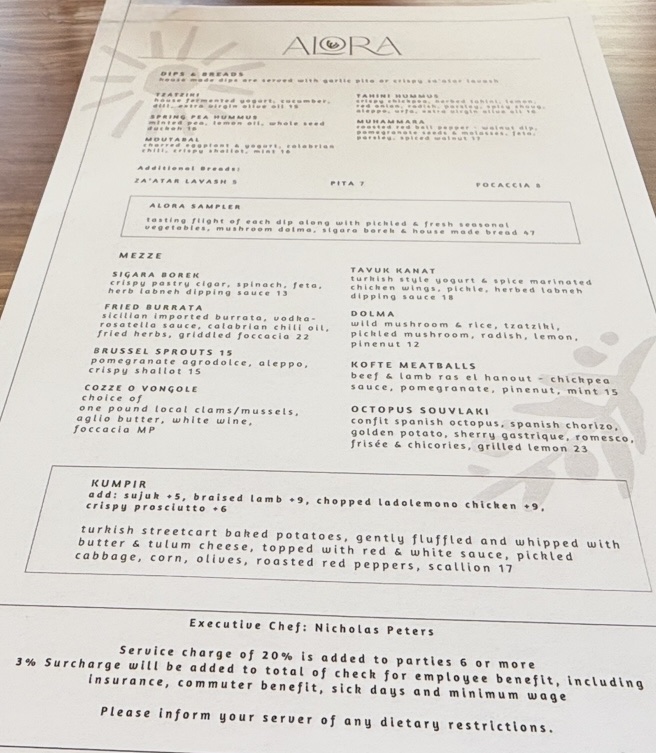 Alora menu board