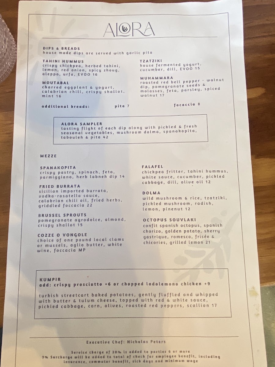 Alora menu board