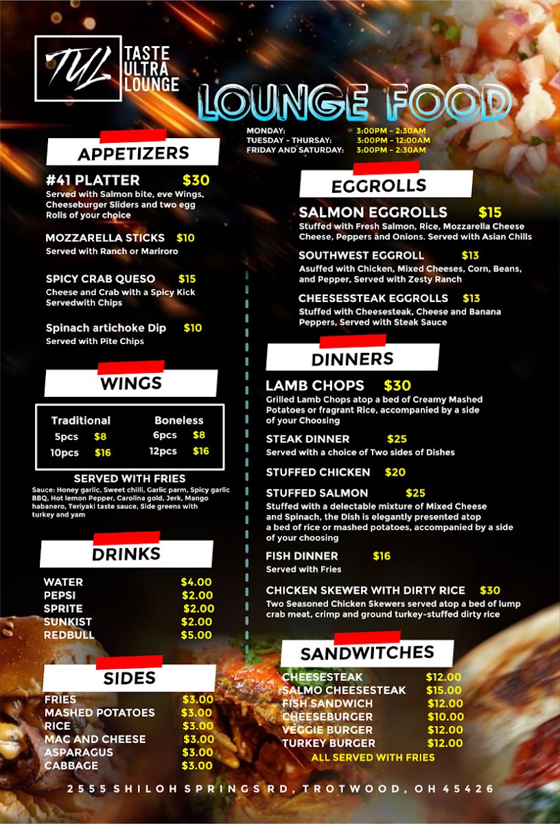 Taste menu board