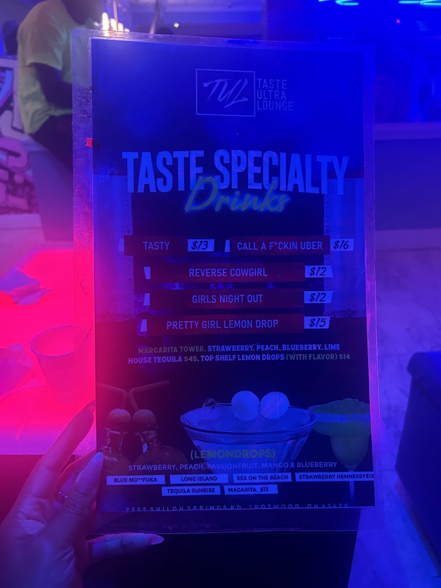 Taste menu board