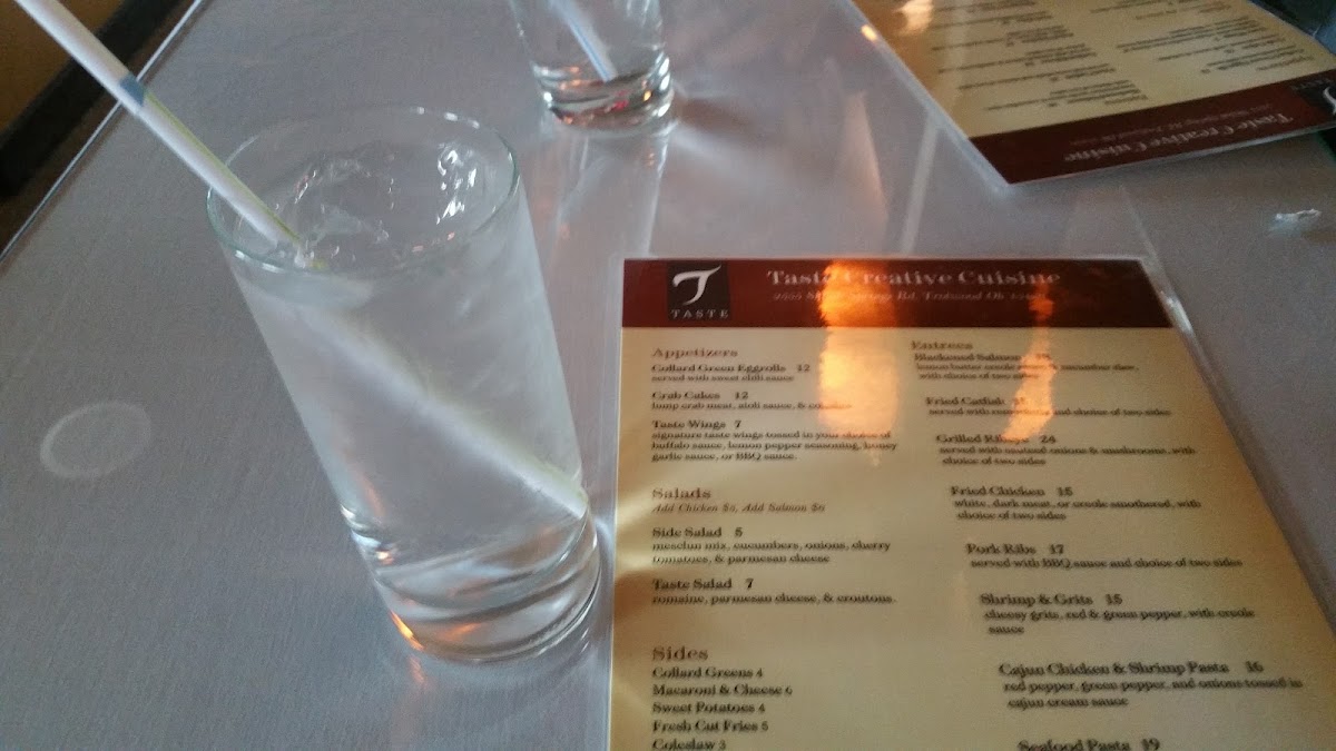 Taste menu board