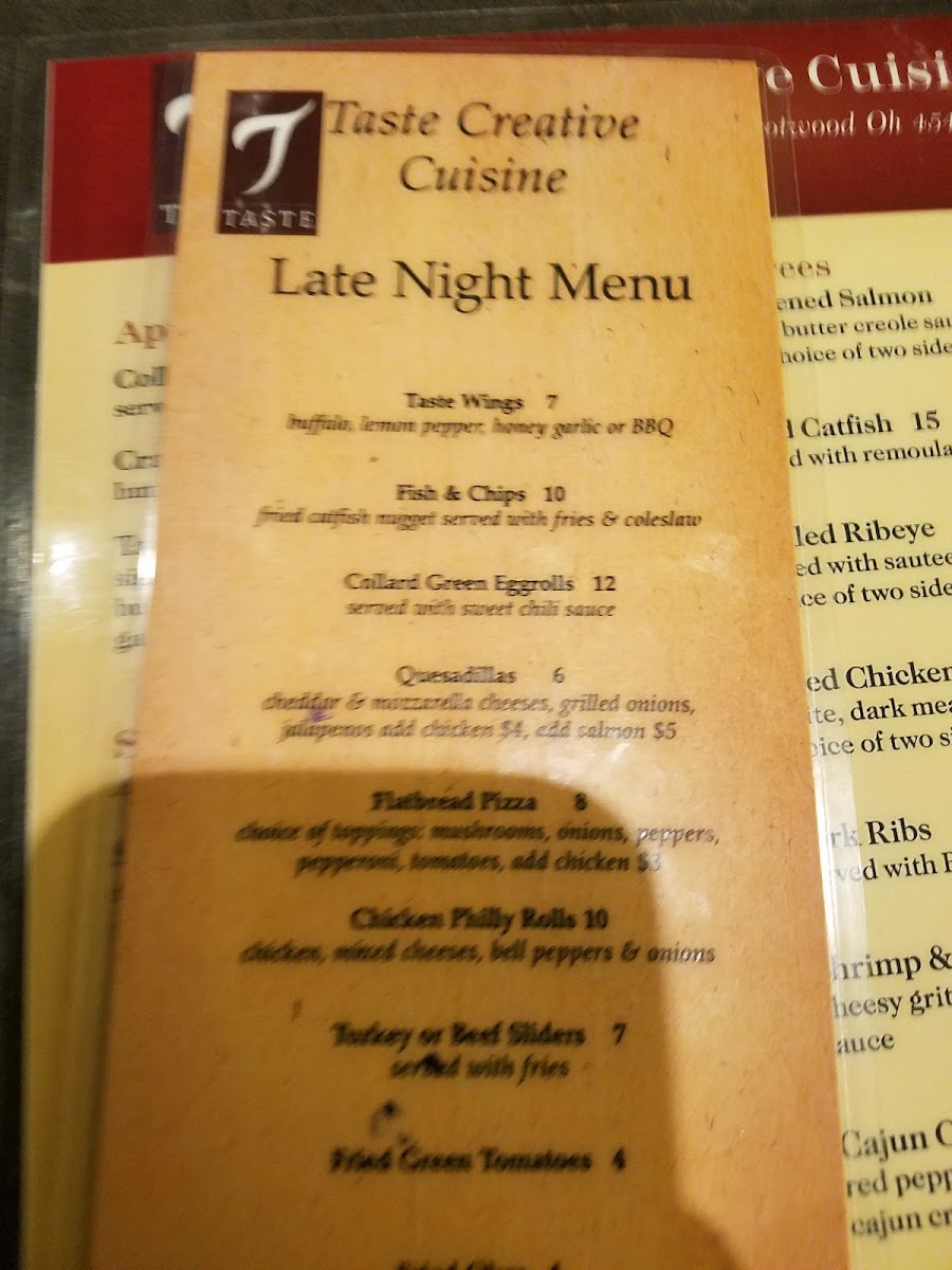 Taste menu board