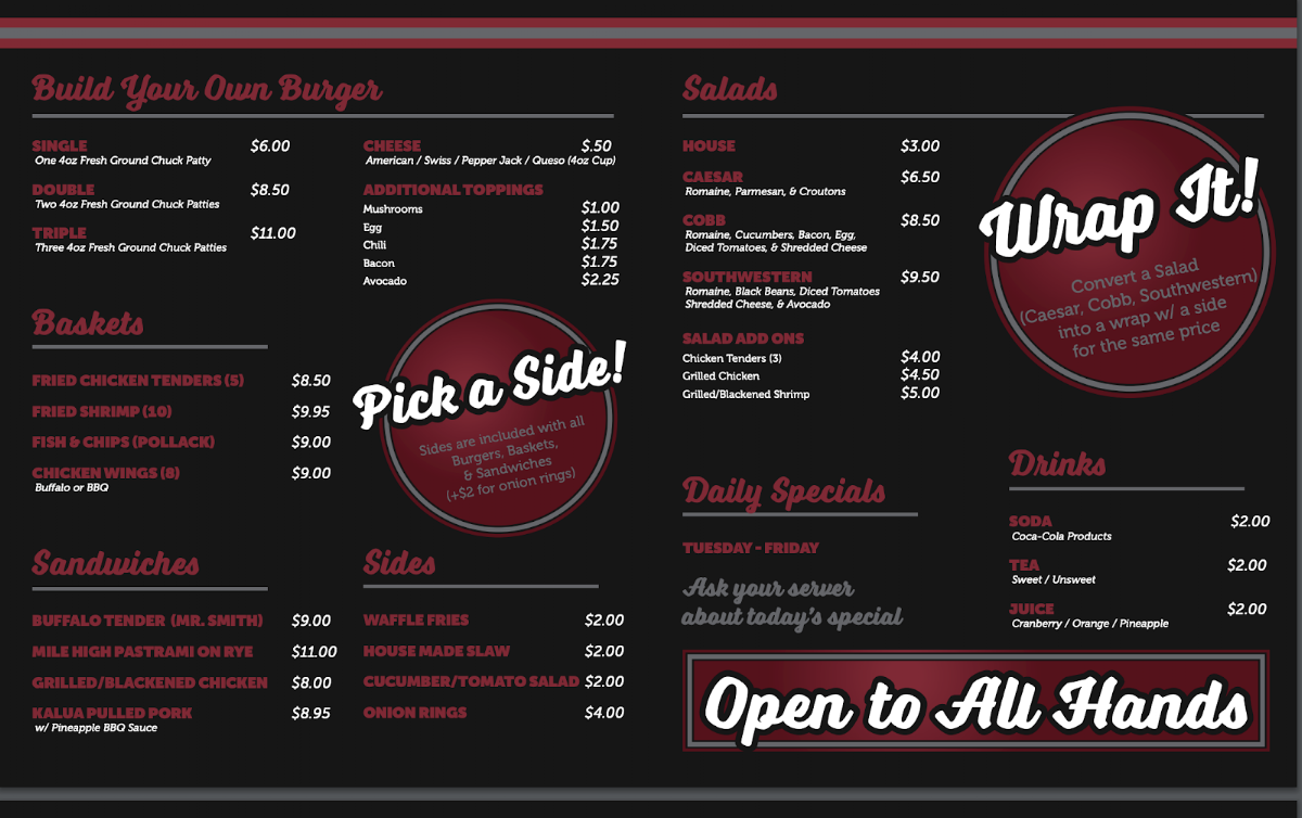 Foc'sle Lounge menu board