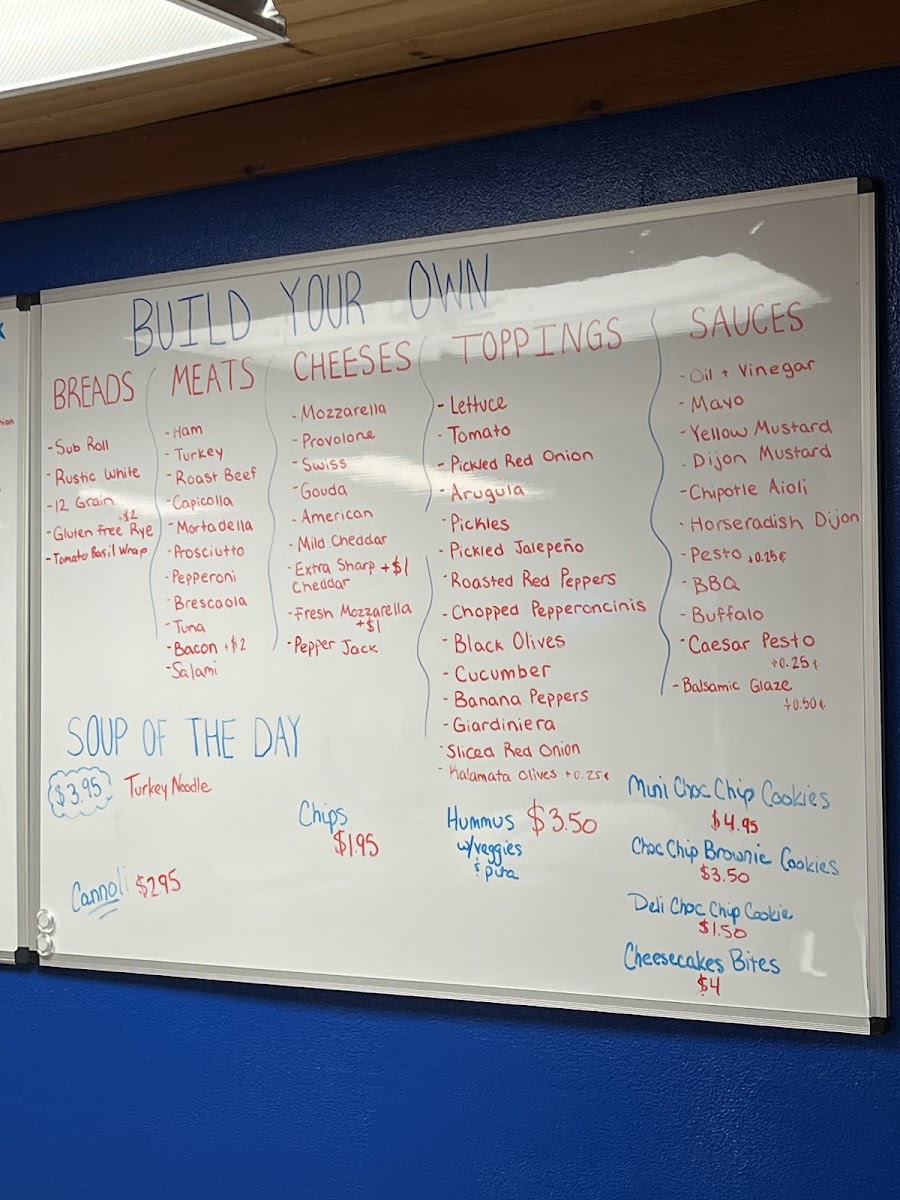 Hazelhurst Sub & Deli menu board