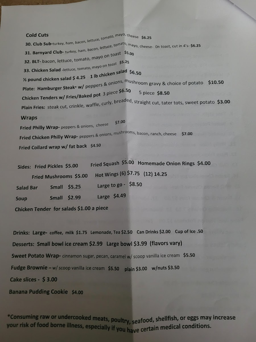 The Potato Barn menu board