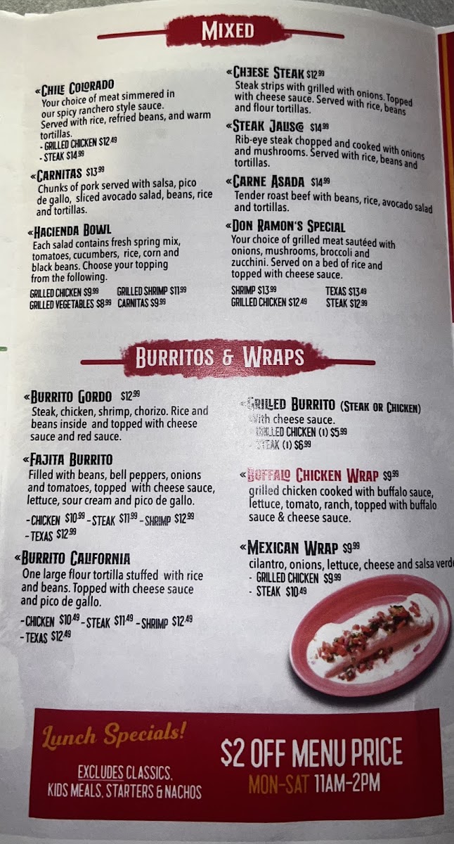 Don Ramons Express menu board