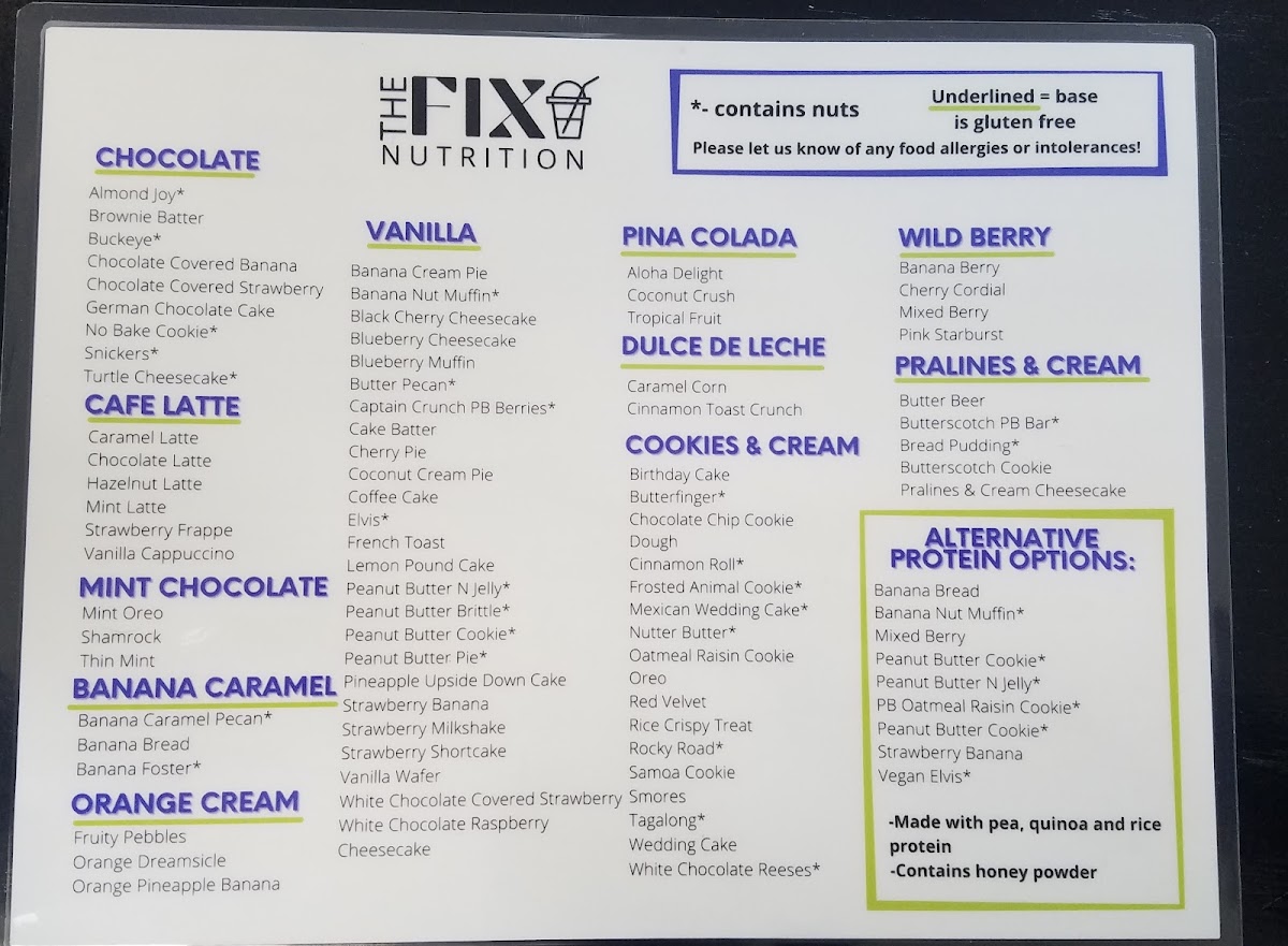 Herbalife The Fix Nutrition menu board