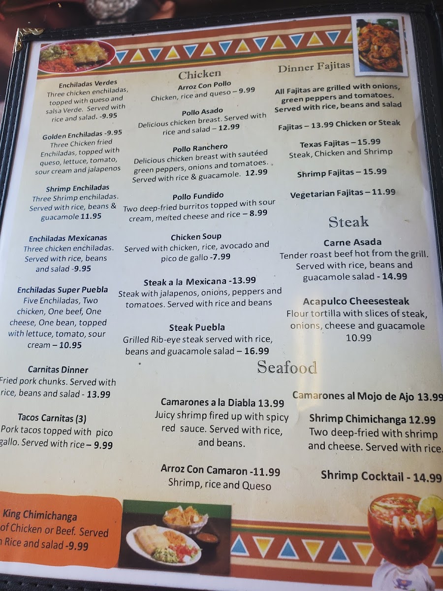 Taqueria Puebla menu board