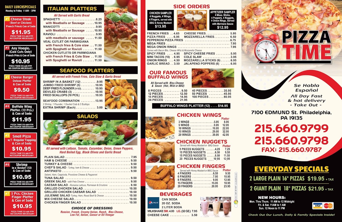 PIZZA TIME menu board